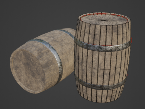 Wooden Barrel B 02 3D Model