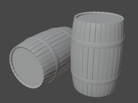 Wooden Barrel B 02 3D Model