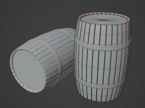 Wooden Barrel B 02 3D Model
