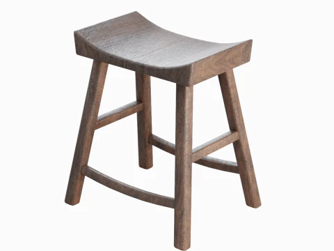 Oude houten stoel 01 3D Model