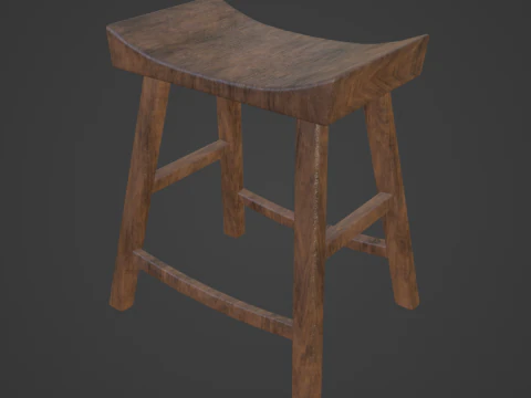 Cadeira de madeira velha 01 Modelo 3D