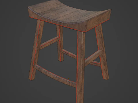 Cadeira de madeira velha 01 Modelo 3D