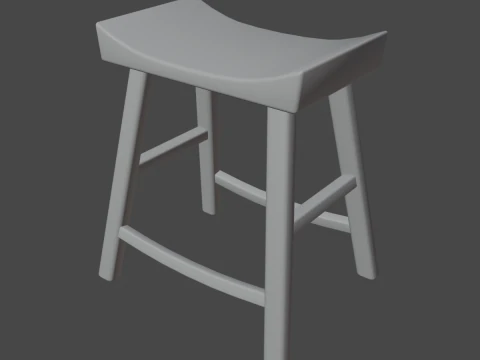 Cadeira de madeira velha 01 Modelo 3D