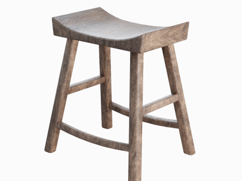 Old Wooden Chair 02 3D Model