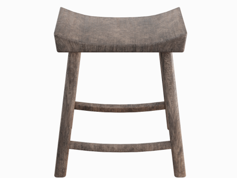 Old Wooden Chair 02 3D Model
