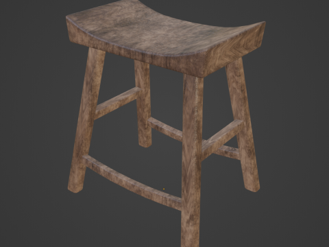 Old Wooden Chair 02 3D Model