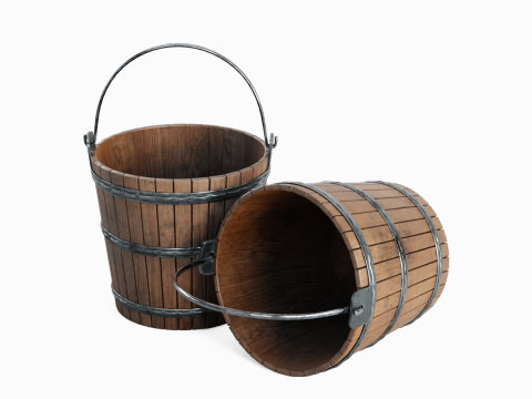 Wooden Bucket 01 Modelo 3D