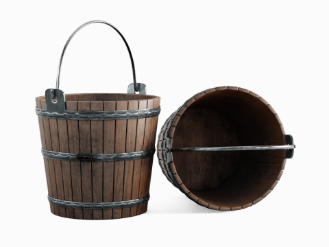 Wooden Bucket 01 3D Model