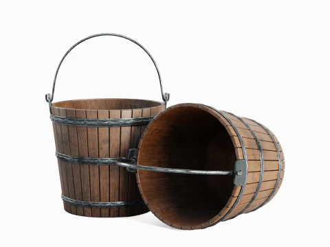 Wooden Bucket 01 3D Model