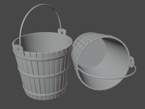 Wooden Bucket 01 3D Model