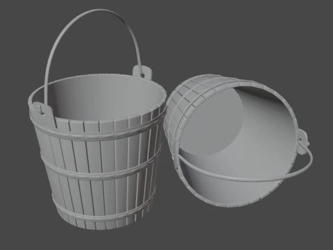 Wooden Bucket 01 3D Model