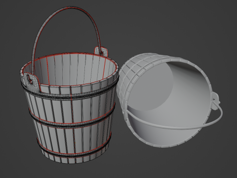 Wooden Bucket 01 3D Model
