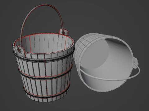 Wooden Bucket 01 3D Model