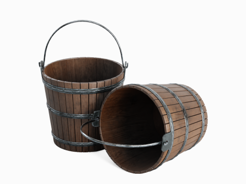 Wooden Bucket 02 Modelo 3D