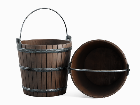 Wooden Bucket 02 3D मॉडल
