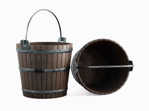 Wooden Bucket 02 3D मॉडल