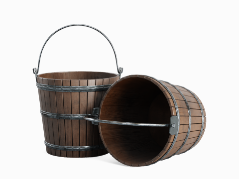 Wooden Bucket 02 3D मॉडल