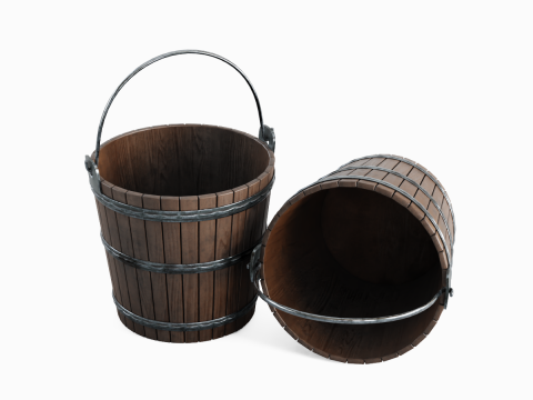 Wooden Bucket 02 3D मॉडल