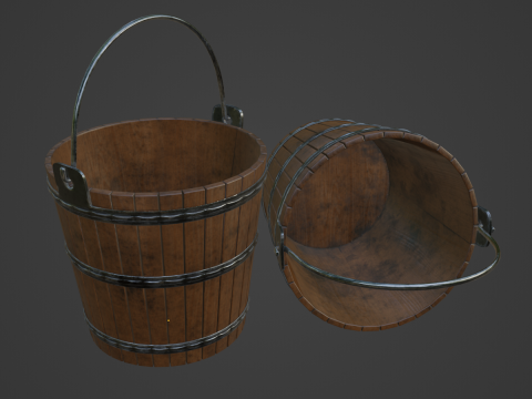 Wooden Bucket 02 3D मॉडल