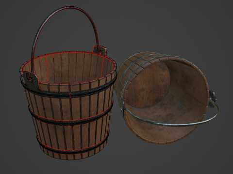 Wooden Bucket 02 3D मॉडल