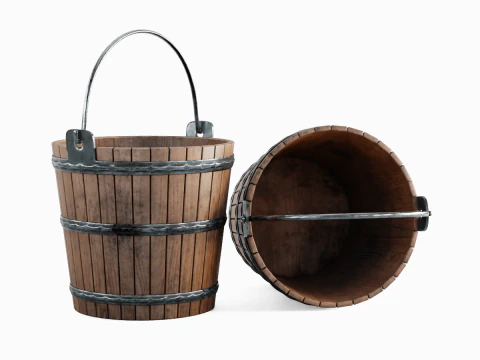 Wooden Bucket 03 3D Model