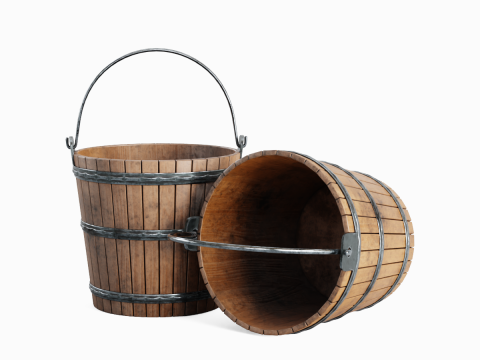 Wooden Bucket 03 Model 3D