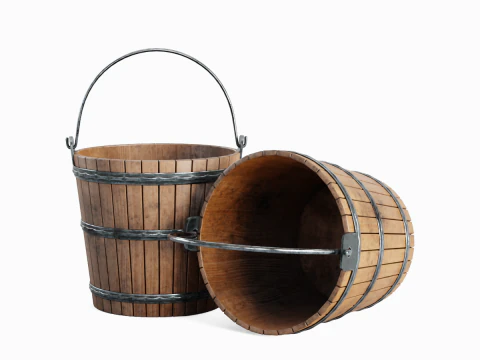 Wooden Bucket 03 3D Model