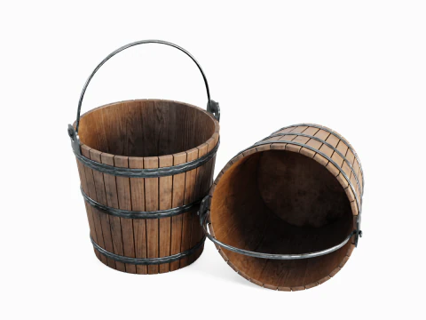 Wooden Bucket 03 3D Model