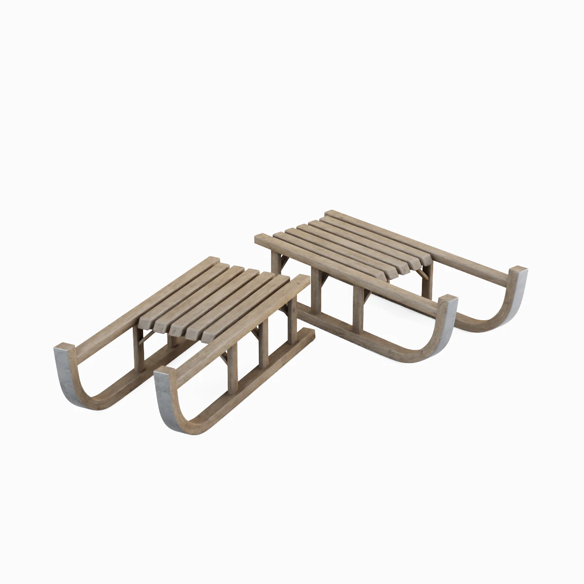 Wooden Snow Sledge 01 3D Model .c4d .max .obj .3ds .fbx .stl .blend 