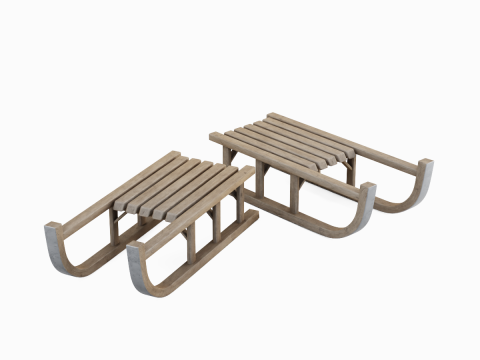 Wooden Snow Sledge 01 3D 模型
