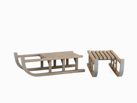 Wooden Snow Sledge 01 3D Model