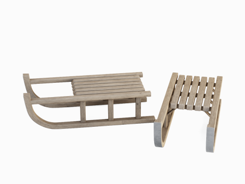 Wooden Snow Sledge 01 3D Model