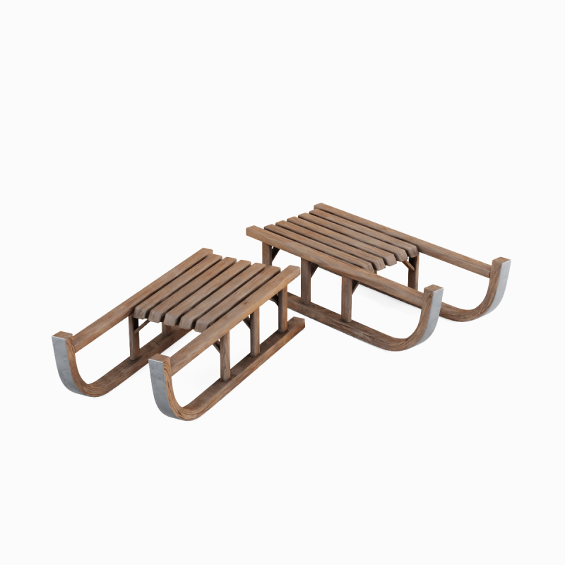 Wooden Snow Sledge 02 3D Модель .c4d .max .obj .3ds .fbx .stl .blend