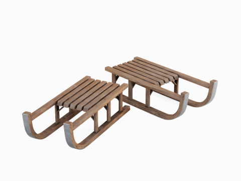 Wooden Snow Sledge 02 3D 模型
