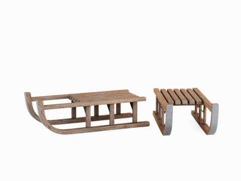 Wooden Snow Sledge 02 3D Model