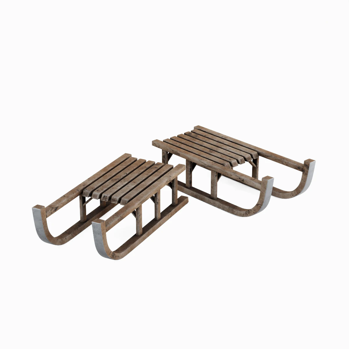 Wooden Snow Sledge 03 3D Model .c4d .max .obj .3ds .fbx .stl .blend 
