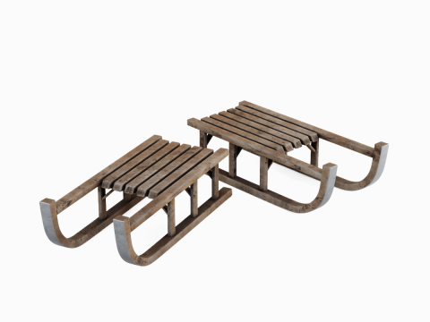 Wooden Snow Sledge 03 Modelo 3D