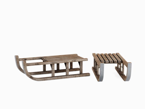 Wooden Snow Sledge 03 3D 모델