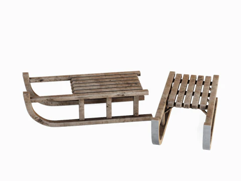 Wooden Snow Sledge 03 3D Model
