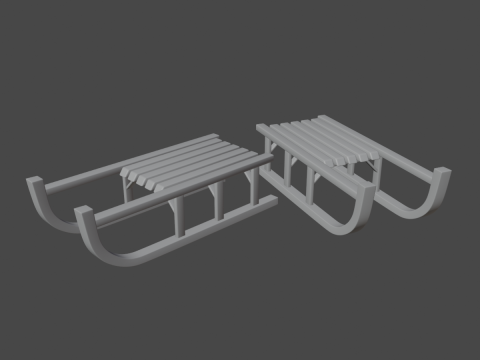Wooden Snow Sledge 03 3D 모델