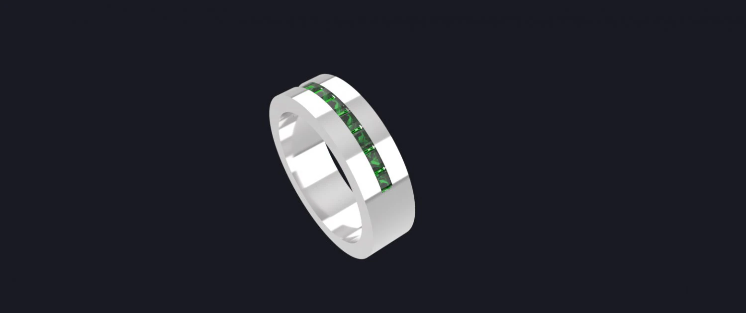 Ring with emeralds 3D 3D Model .c4d .max .obj .3ds .fbx .stl .blend 