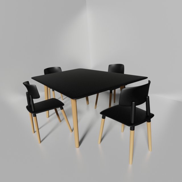 Table and chairs for rendering 3Dモデル .c4d .max .obj .3ds .fbx .stl .blend 
