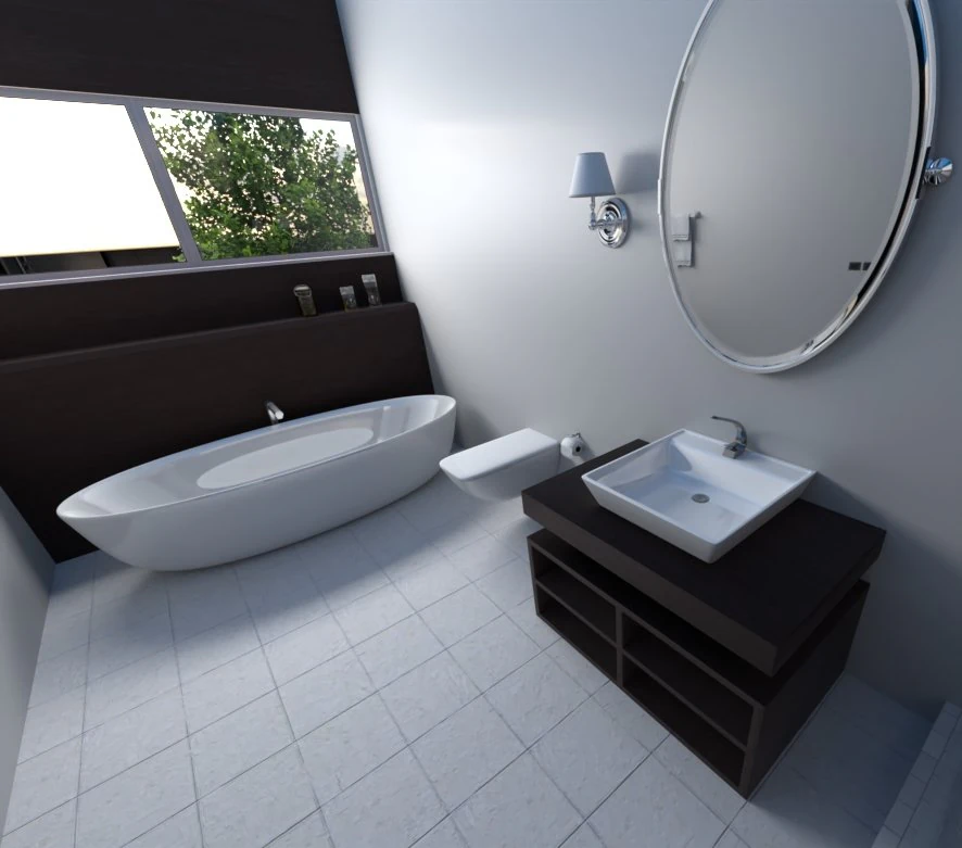 Bathroom in 3 dimensions 3D Model .c4d .max .obj .3ds .fbx .stl .blend 