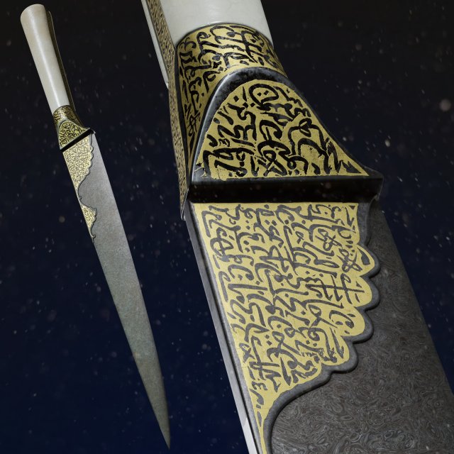 19th Century Iran Style Dagger 3D मॉडल .c4d .max .obj .3ds .fbx .stl .blend 