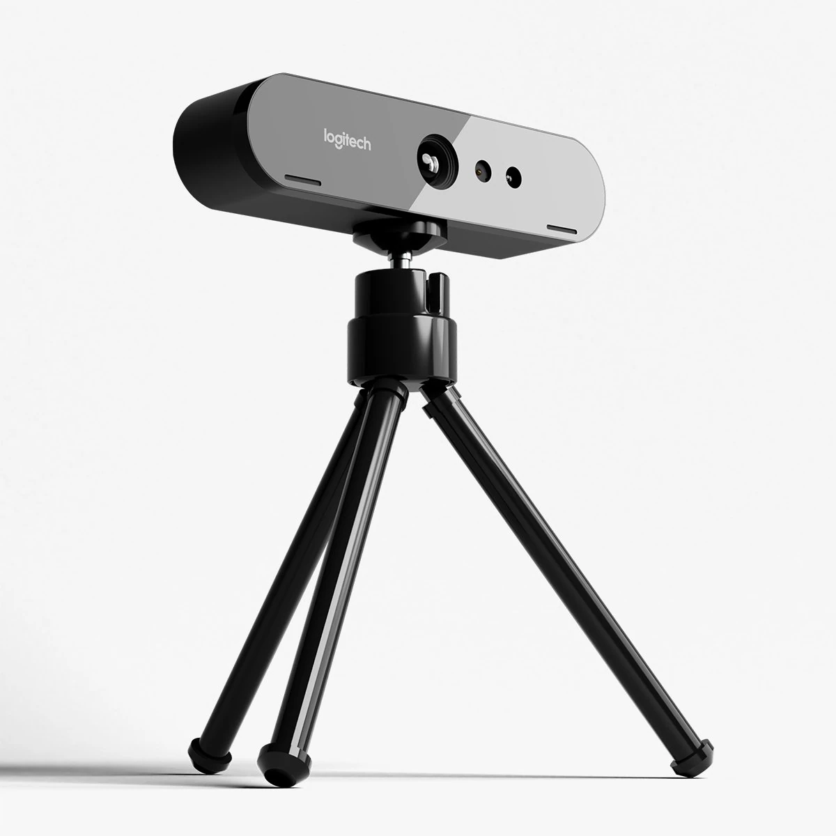 Logitech BRIO UHD 4K Webcam and Tripod 3D Model .c4d .max .obj .3ds .fbx .stl .blend 