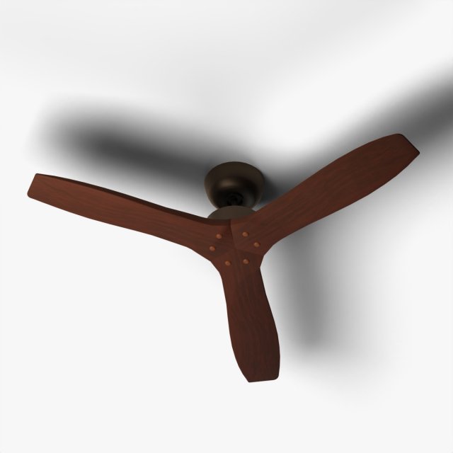 Wooden Ceiling Fan Low Poly Modelo 3D .c4d .max .obj .3ds .fbx .stl .blend 
