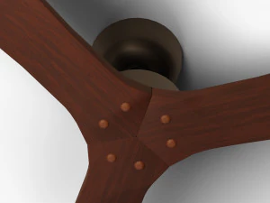 Wooden Ceiling Fan Low Poly 3D Model