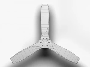 Wooden Ceiling Fan Low Poly 3D Model