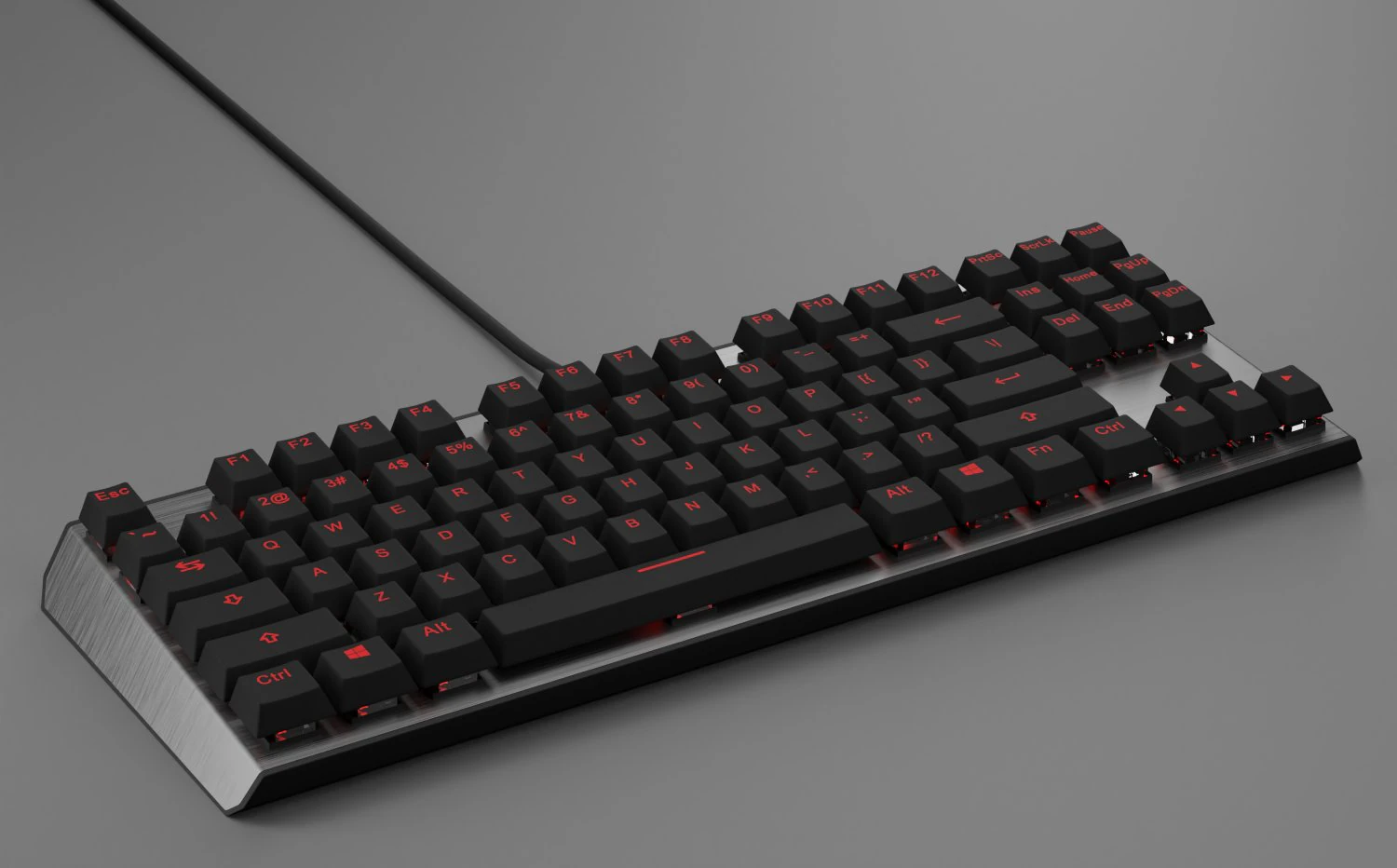 Mechanical Keyboard Coolermaster Metal Base Red Switches 3D Model .c4d .max .obj .3ds .fbx .stl .blend 