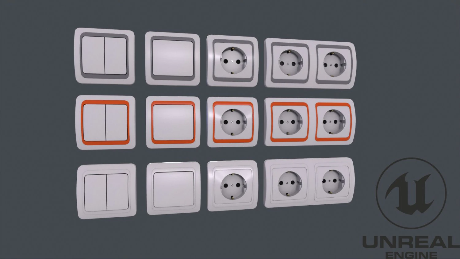 Electrical Switches and Outlets 3D Model .c4d .max .obj .3ds .fbx .stl .blend 